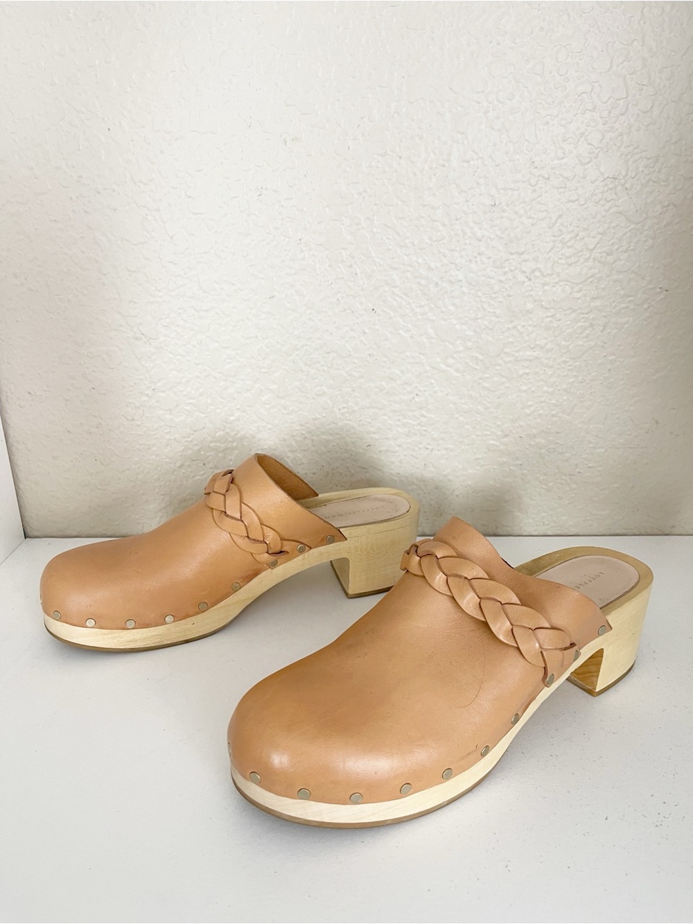 Loeffler Randall Lupa braided leather clogs in honey. Tan Leather Boho Clog Mule - Picture 5 of 11